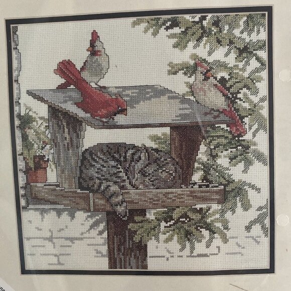 Counted Cross Stitch Needle Treasures Caught Napping 14 X 14 Frame Size Kit NIP​ - Picture 3 of 5